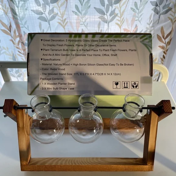 Wooden Plant Terrarium with Glass Vases - Picture 3 of 5